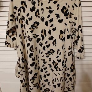 Tickled Teal Jaguar Animal Print Tunic Top Size XL